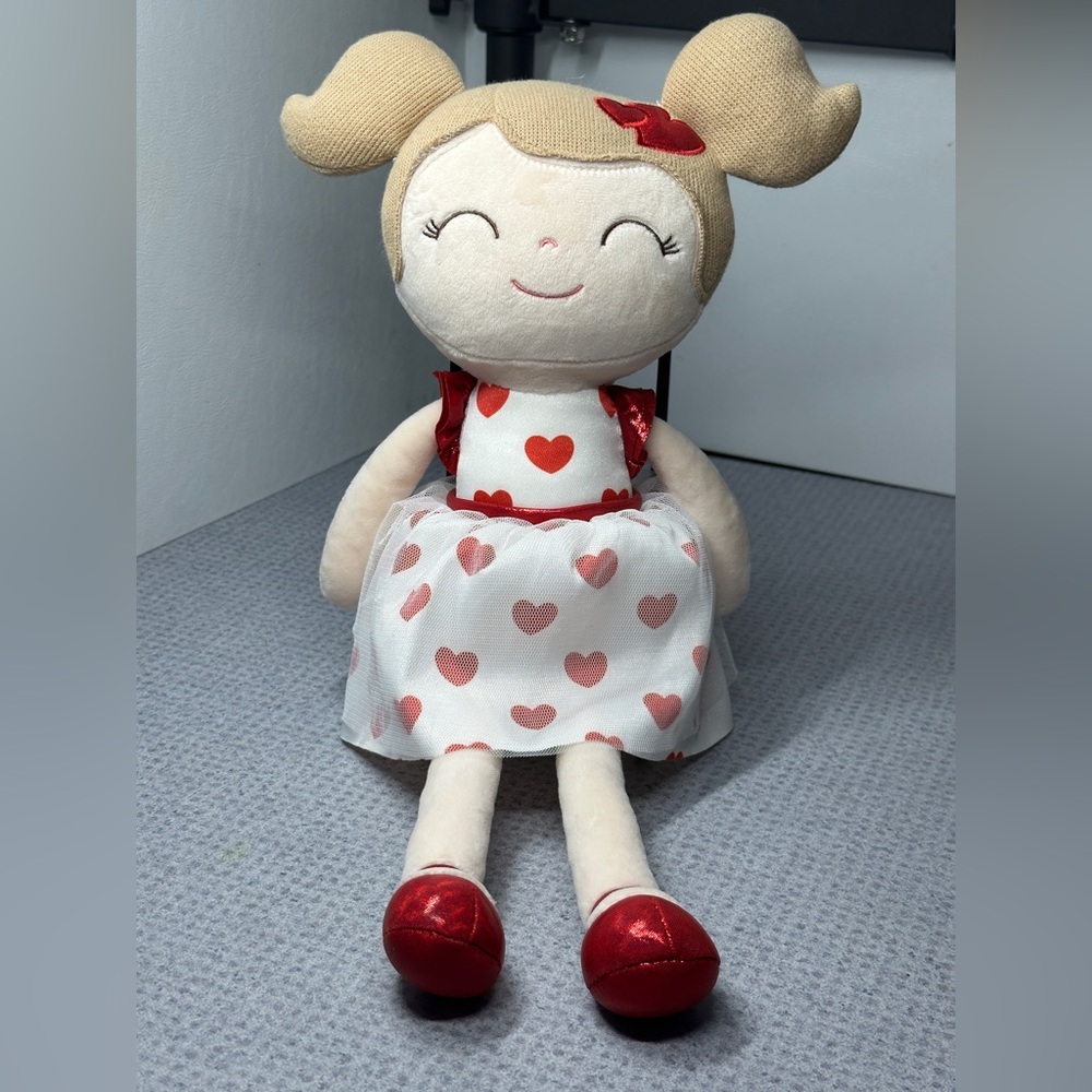 Gloveleya Norie Luna Soft Body Girl Plush Stuffed Doll White & Red Heart Dress